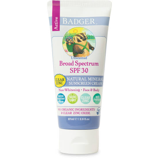 صن بلوك للبشرة الحساسة Badger Active Unscented Sunscreen Cream SPF 30