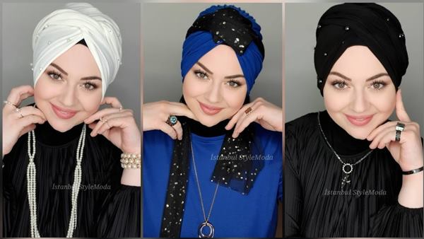 لفات حجاب توربان مناسبة للوجه المدور