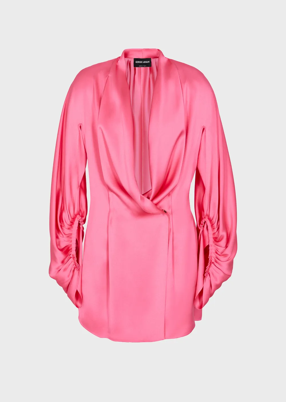 Blouse Crafted from silk, this blouse is enhanced with a gathered neckline and armhole, featuring a concealed zip closure and a simple cut, making it perfect for a casual outfit.