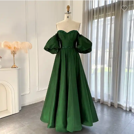 الفستان الأخضر الزيتي