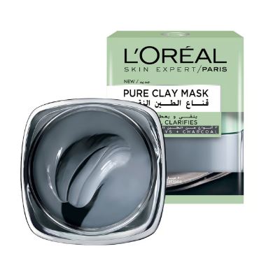 قناع الطين النقي من لوريال باريس L’oreal Paris Skin Care Pure Clay Face Mask With Charcoal